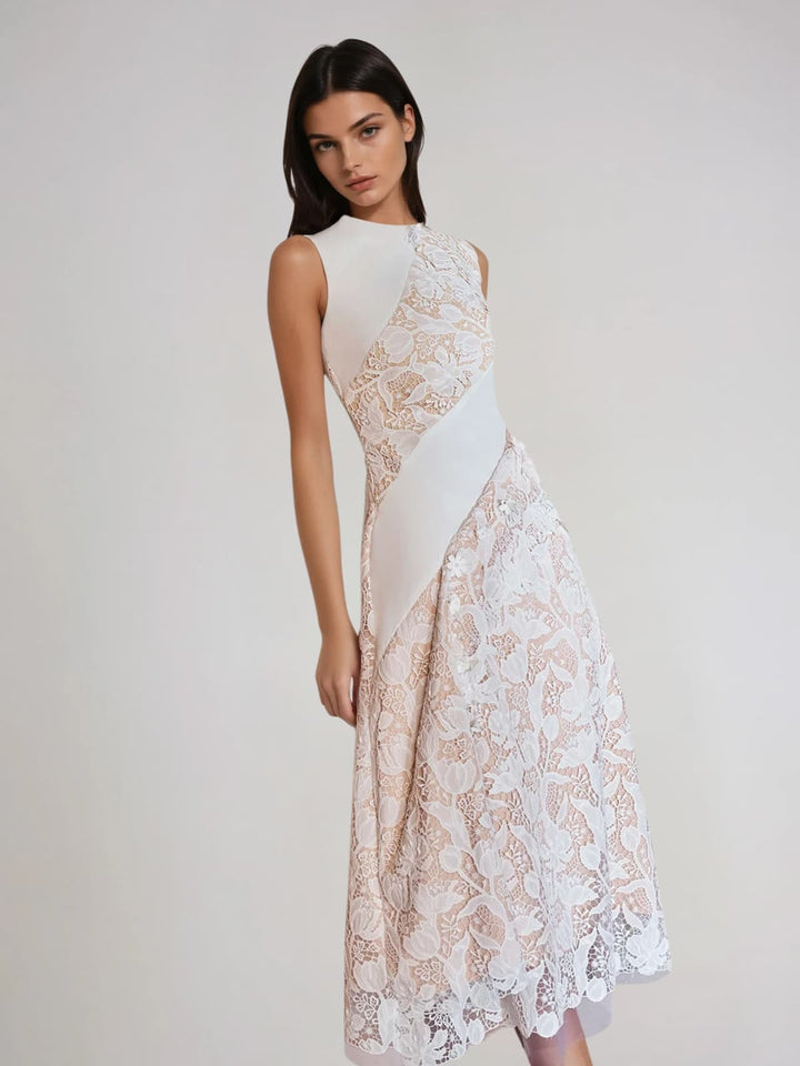 Fyrithia Sleeveless Lace Midi Dress