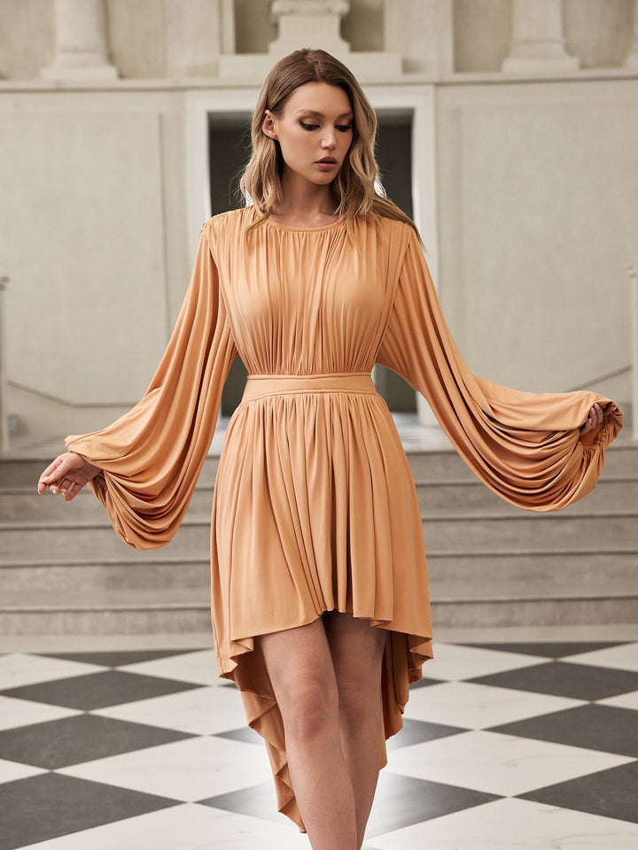 Marszczona sukienka midi z długim rękawem Galdrek 