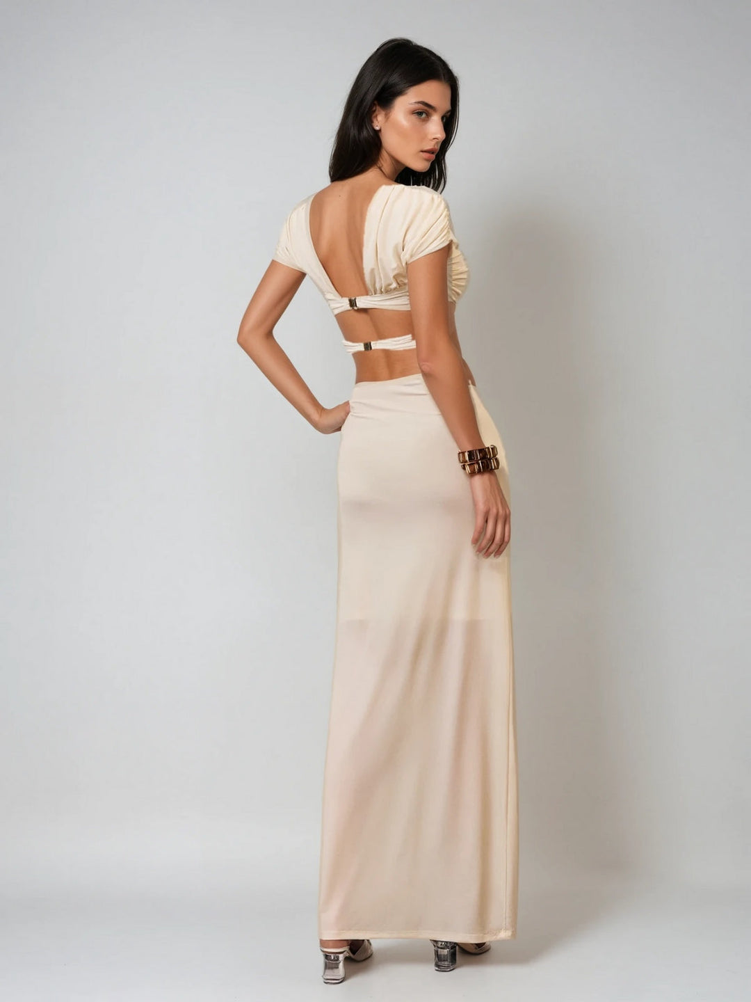 Komplet spódnicy z marszczeniami i wycięciami w kwiaty Ilvandis 