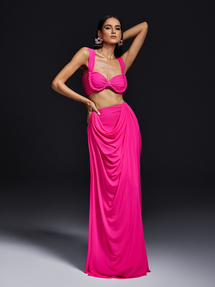 Katriel Sleeveless Ruched Skirt Set