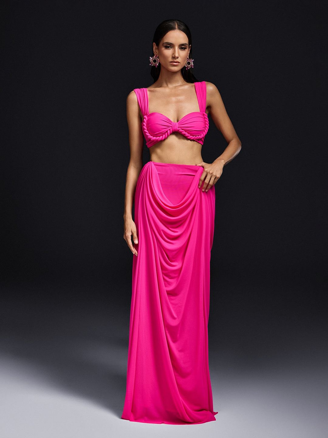 Katriel Sleeveless Ruched Skirt Set