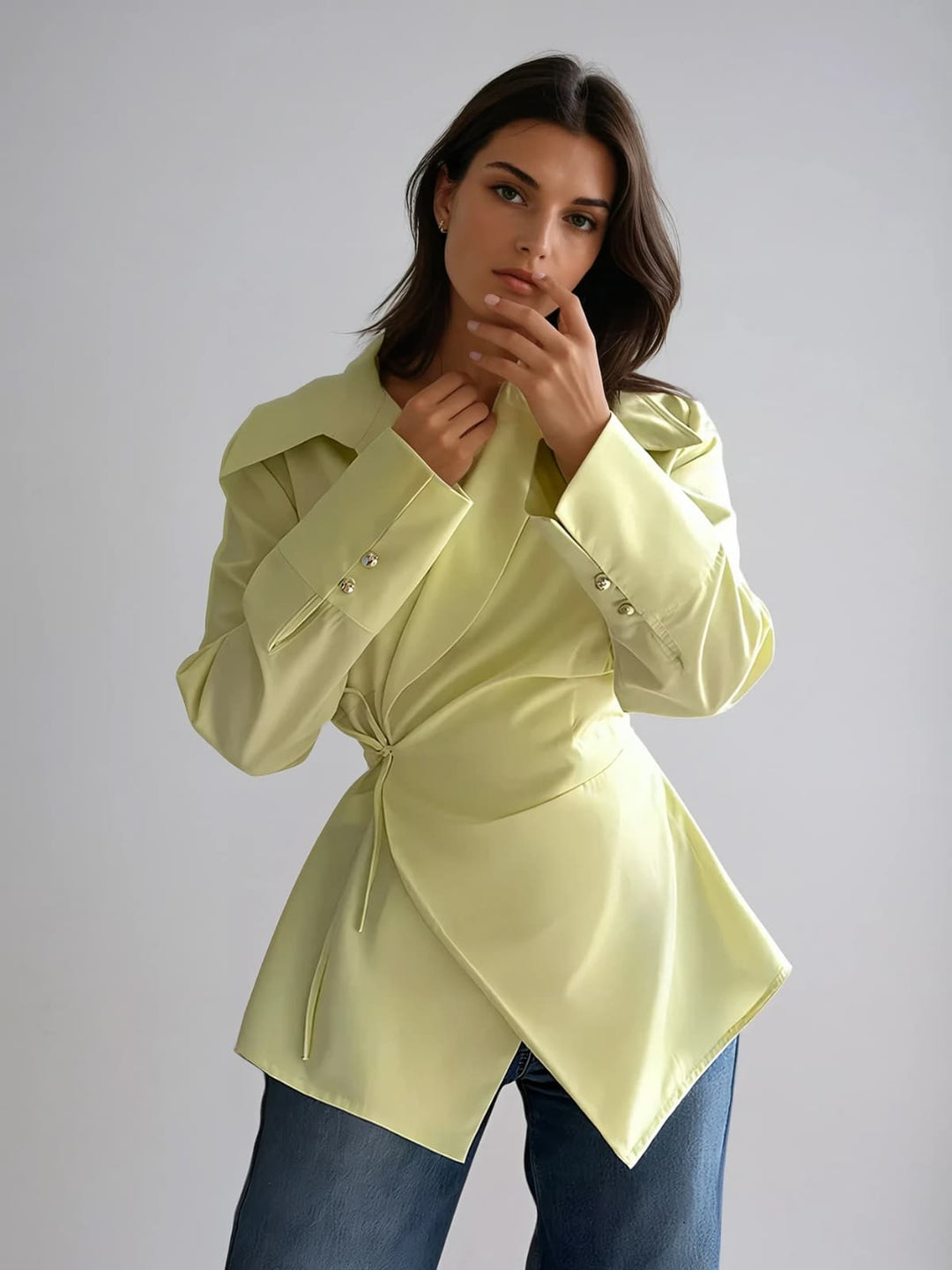 Kavita Folded Collar Asymmetric Top