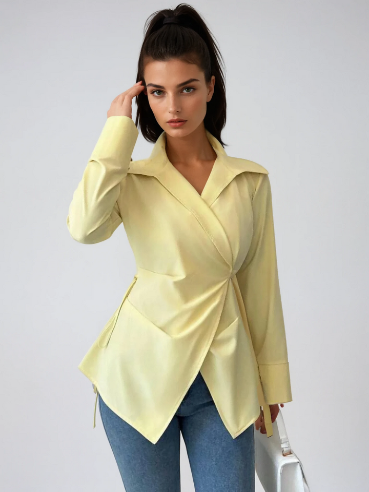 Kavita Folded Collar Asymmetric Top