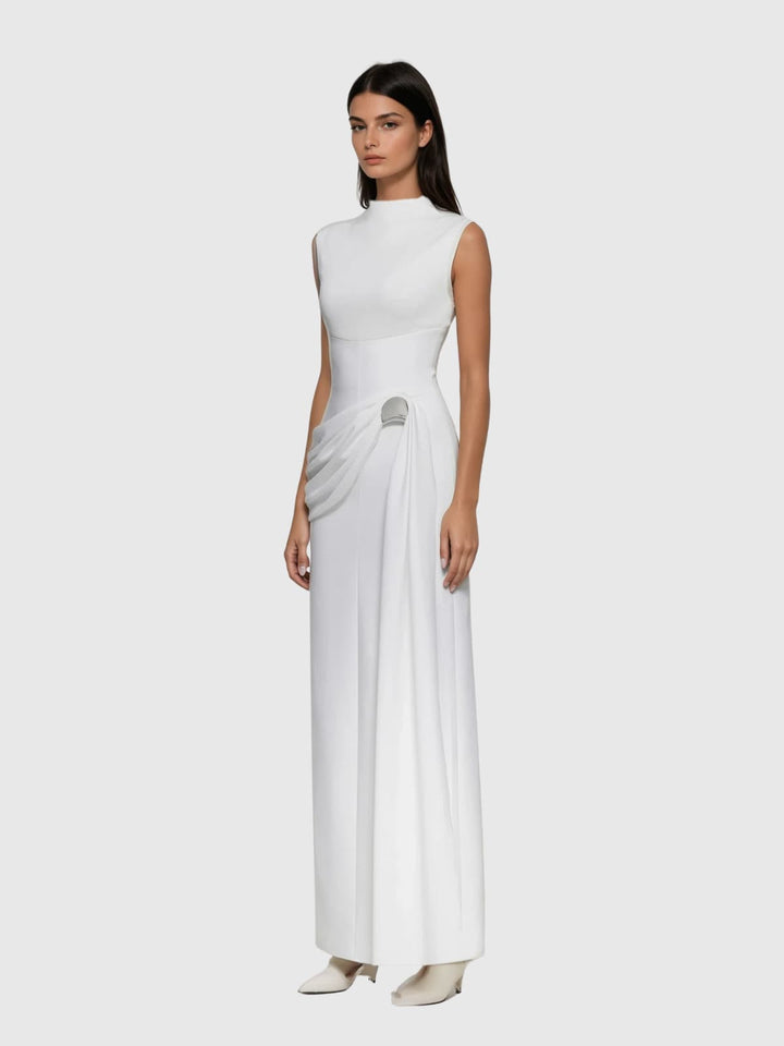 Paeltrix Sleeveless Ruched Draped Maxi Dress