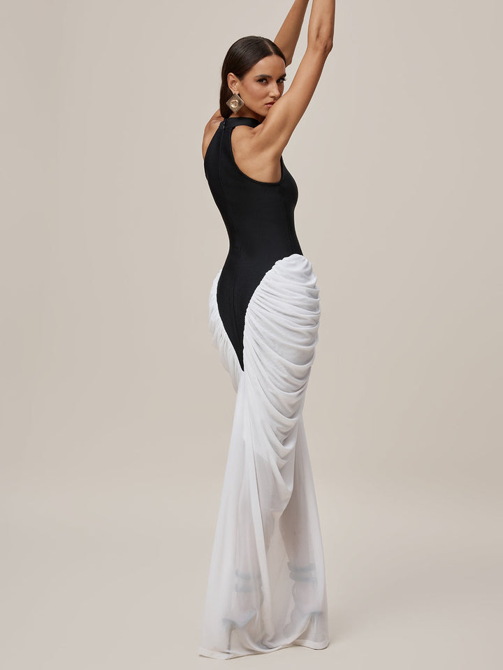 Lenore Sleeveless Ruched Bandage Maxi Dress