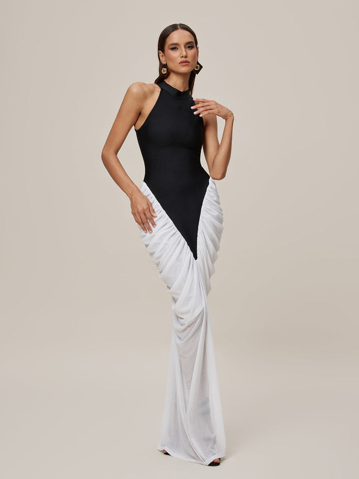 Lenore Sleeveless Ruched Bandage Maxi Dress