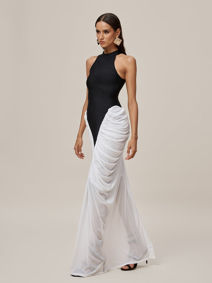 Lenore Sleeveless Ruched Bandage Maxi Dress