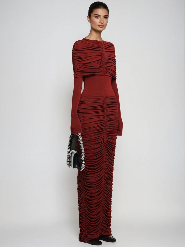 Liseli Sukienka maxi z długim rękawem i marszczeniami