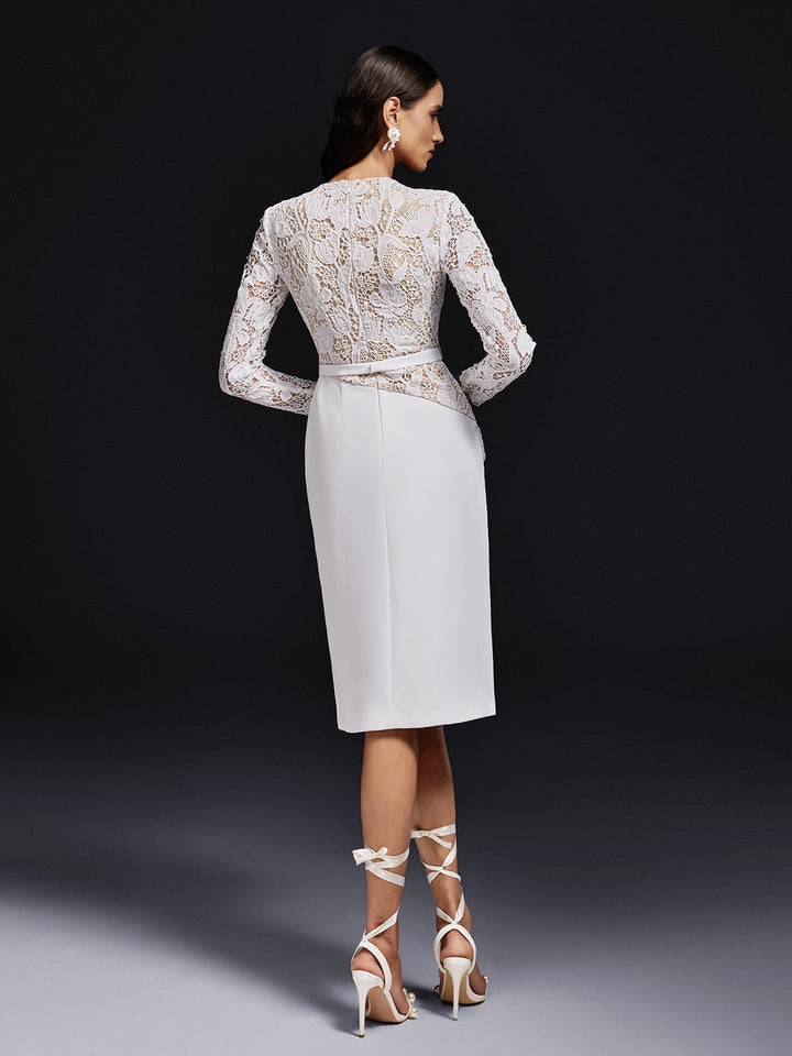 Ohnislav Long Sleeve Lace Midi Dress