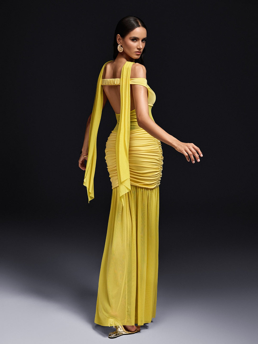 Olabisi Off Sleeve Scarf Maxi Dress