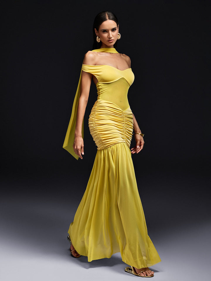 Olabisi Off Sleeve Scarf Maxi Dress