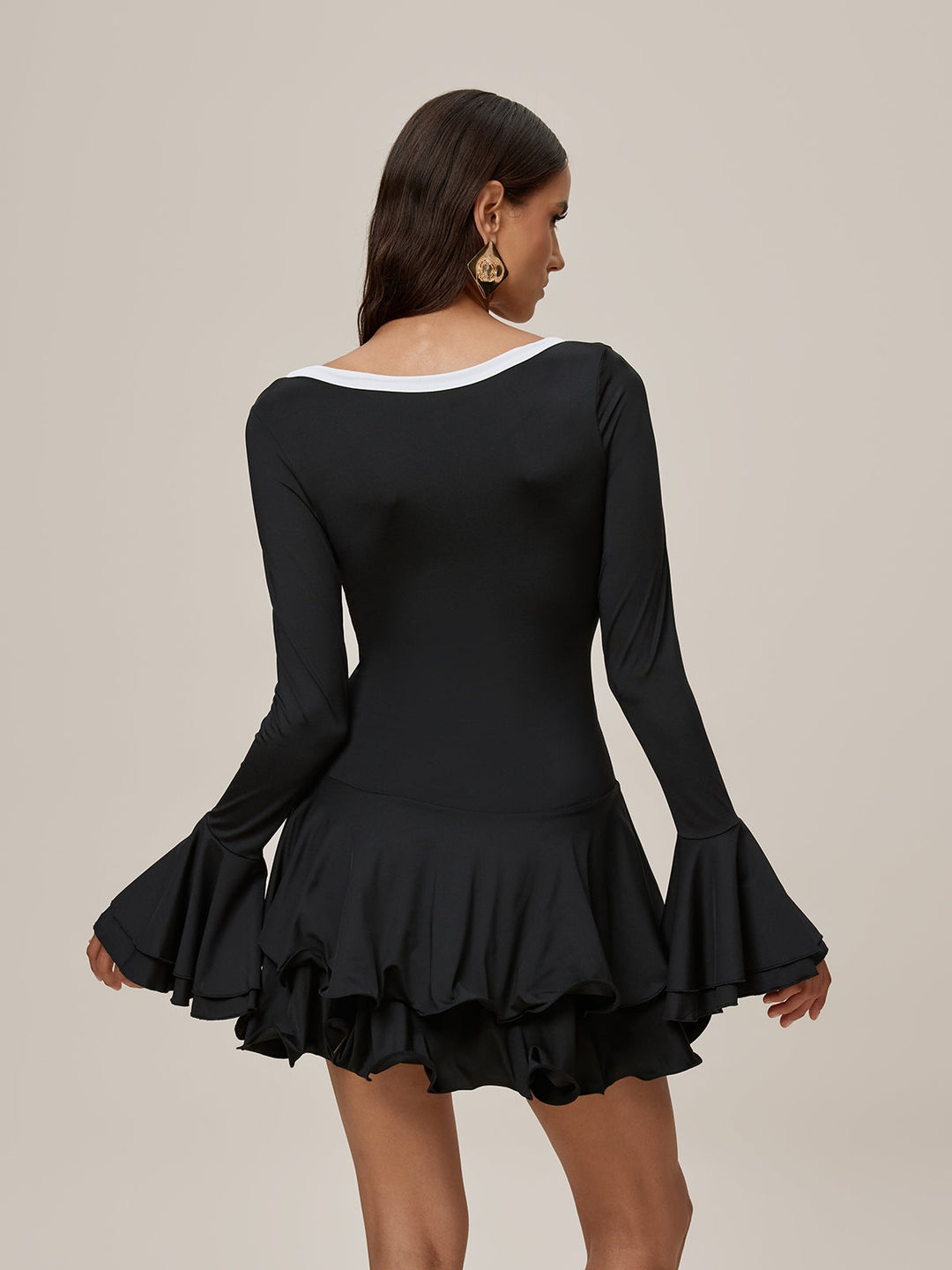 Oneida Bell Sleeve Ruffle Mini Dress