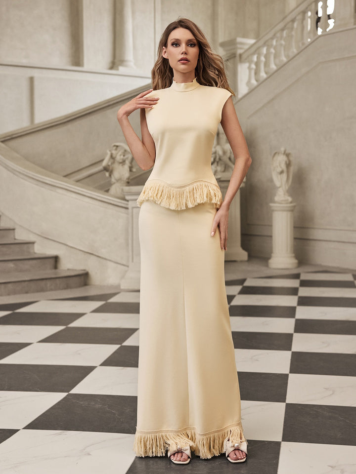 Komplet spódnicy bez rękawów z frędzlami Saldrex 