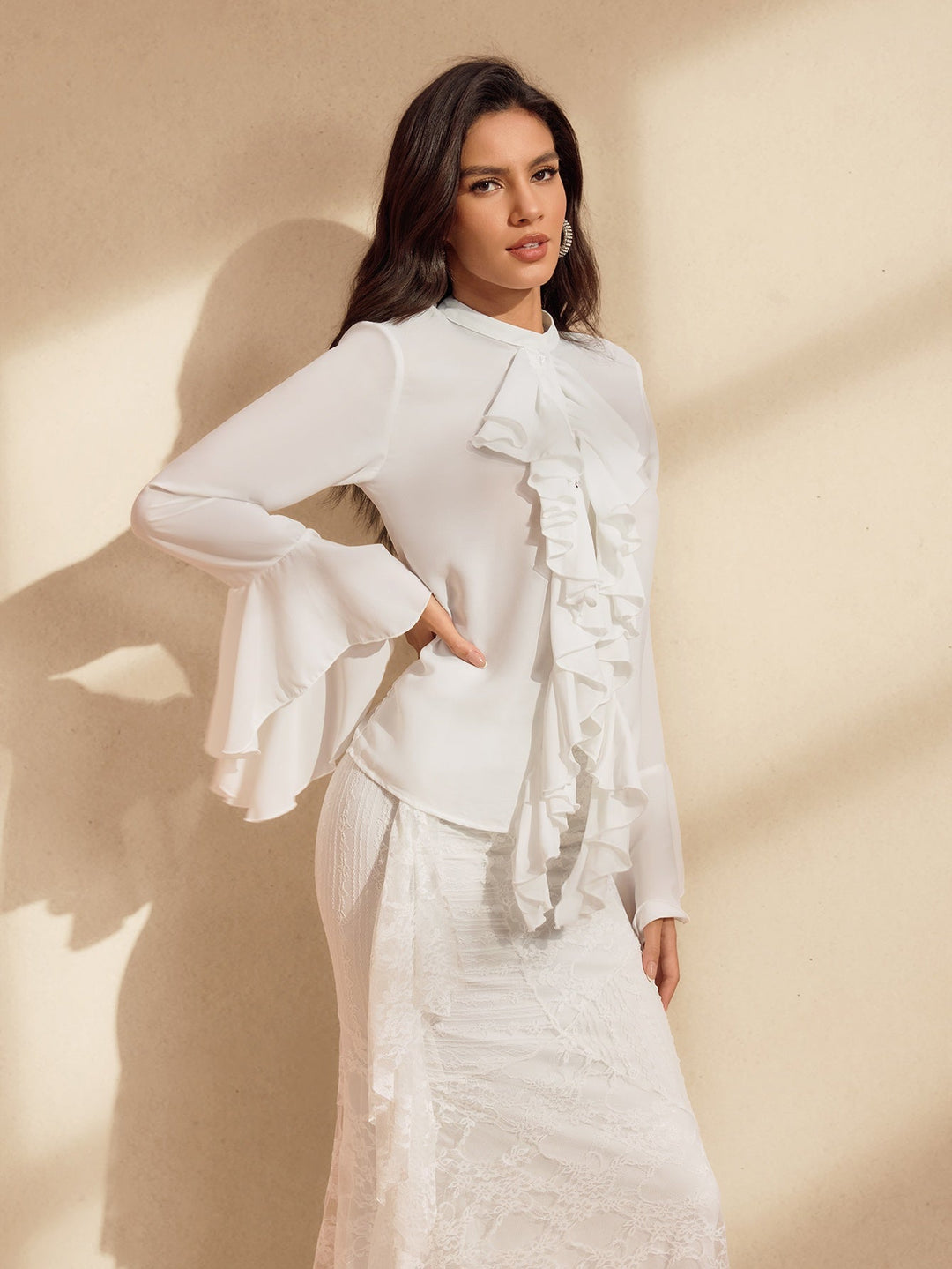 Bluzka z długim rękawem i falbanką Waelyx 