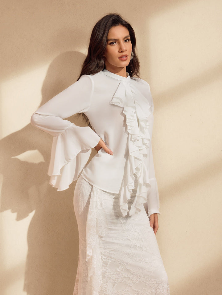 Bluzka z długim rękawem i falbanką Waelyx 