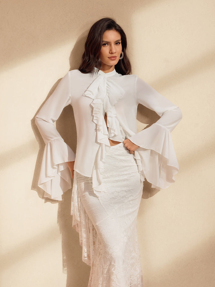 Bluzka z długim rękawem i falbanką Waelyx 