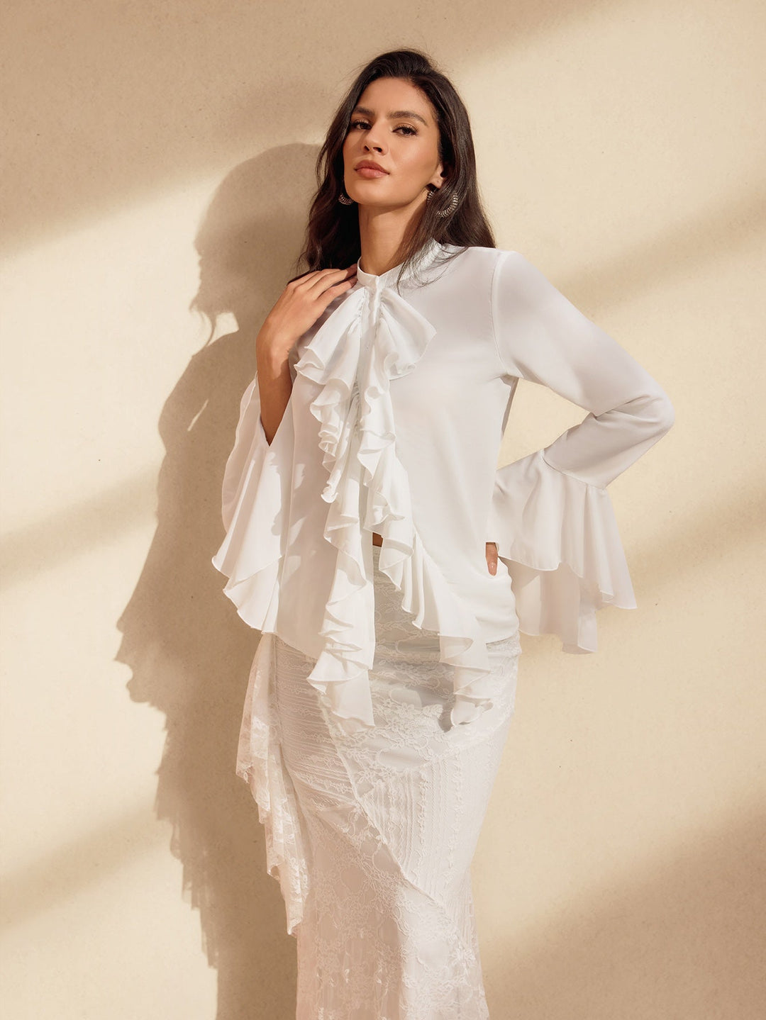 Bluzka z długim rękawem i falbanką Waelyx 