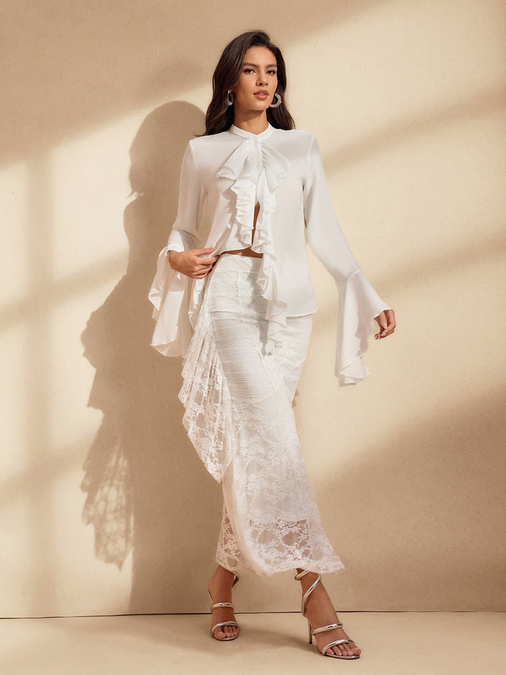 Bluzka z długim rękawem i falbanką Waelyx 